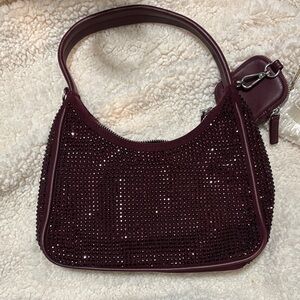 INC International Concepts Burgundy Rhinestone Shoulder Bag